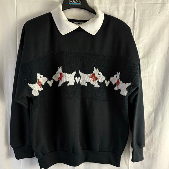 Retro Action Vintage Westie Dog Collared Sweatshirt Sweater Size 18W - Picture 1 of 6